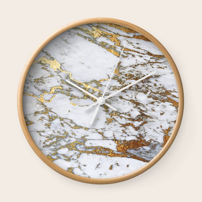 Gold Marble Wall Clock by Jenna Davis Designs Society6