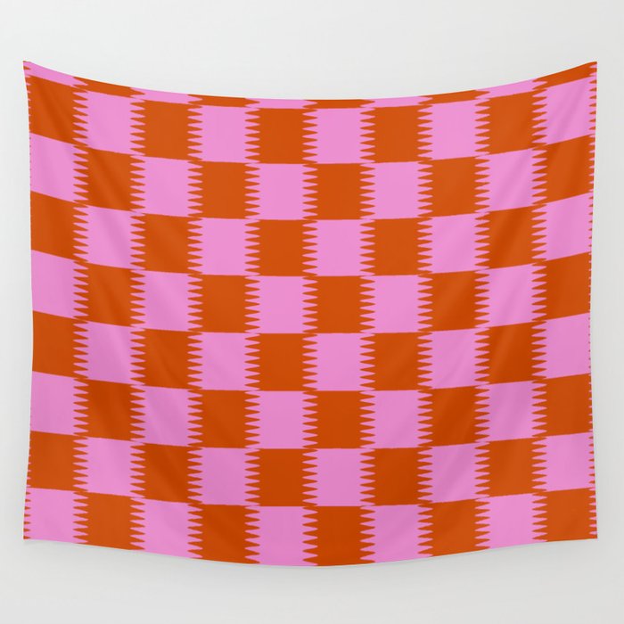 Strawberry Checkerboard Illusion Wall Tapestry