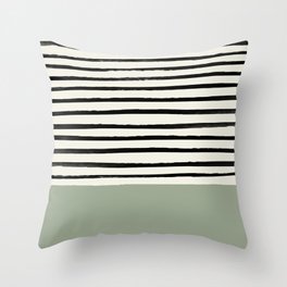 Sage Green x Stripes Throw Pillow