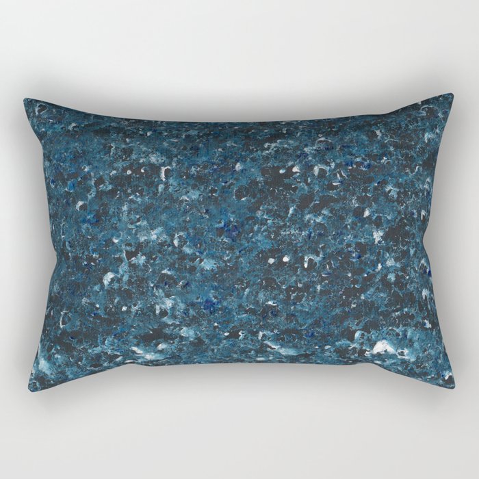 Dark Blue Indigo White Sponge Painting Rectangular Pillow