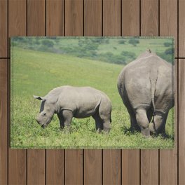 Rhino & Baby in South Africa Outdoor Rug
