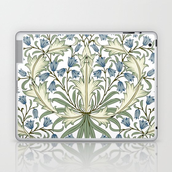 William Morris Vintage Bluebell Floral Blue Green & White  Laptop & iPad Skin
