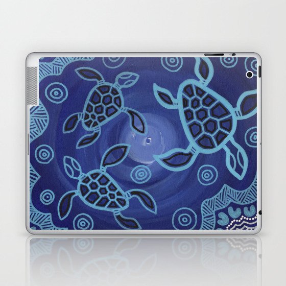 Authentic Aboriginal Art - 3 Sea Turtles Laptop & iPad Skin