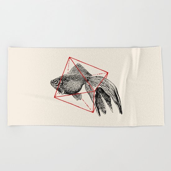 Fish In Geometrics III Beach Towel