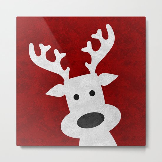 Christmas reindeer red marble Metal Print