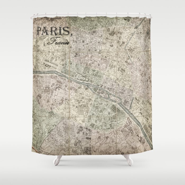 Vintage Paris Map Shower Curtain