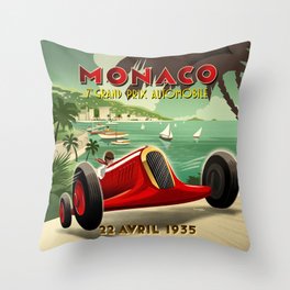 1930's Monaco Grand Prix Poster Throw Pillow