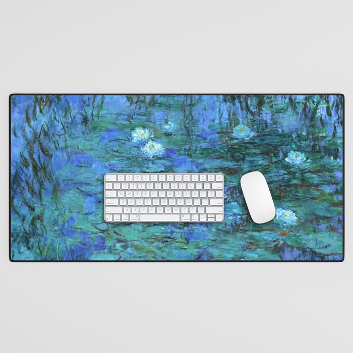 Claude Monet Water Lilies BLUE Desk Mat