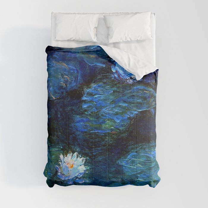 monet water lilies 1899 blue Teal Comforter