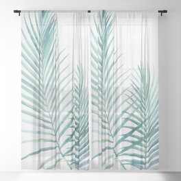 Twin Palm Fronds - Teal Sheer Curtain