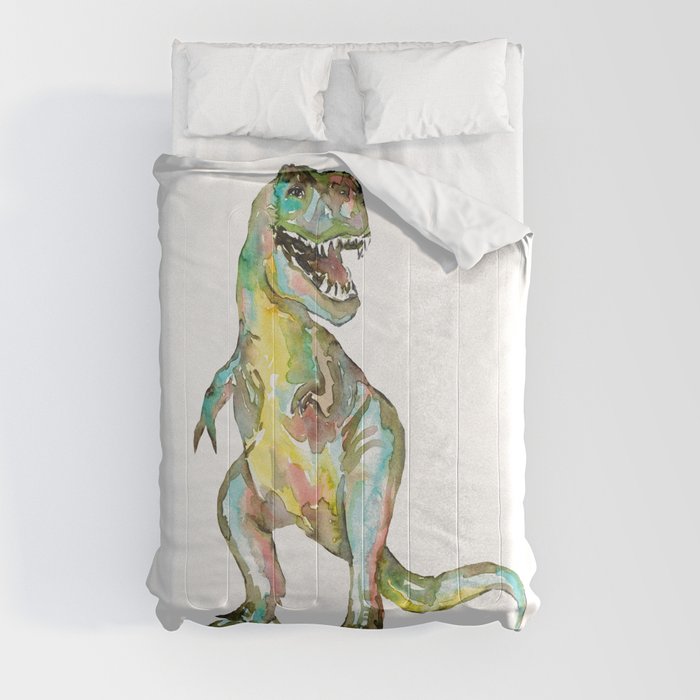 T-rex dinosaur painting watercolour  Comforter