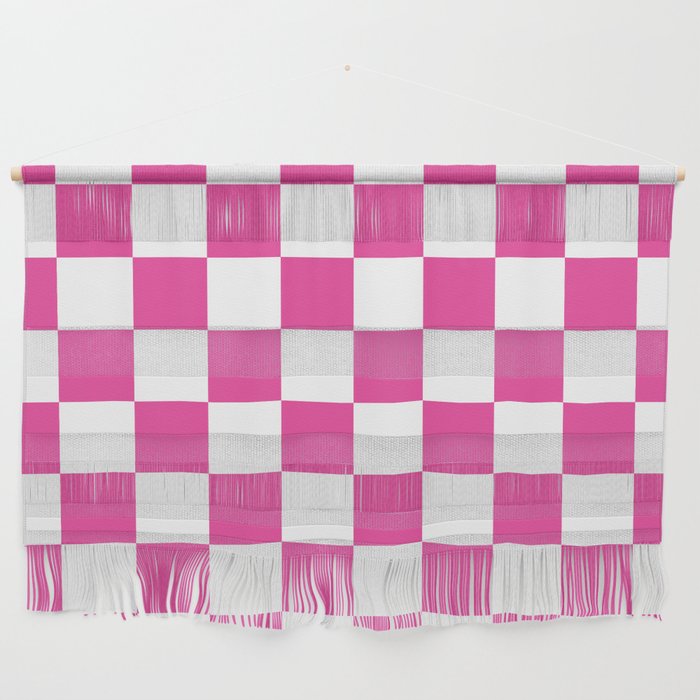 Hot Pink Checkerboard Palm Beach Preppy Wall Hanging