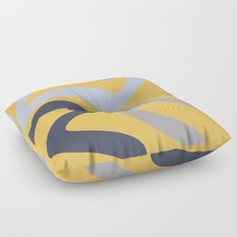 Colorful abstract waves - yellow, blue, grey, navy blue, purple Floor Pillow