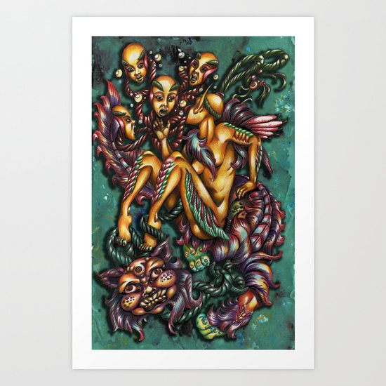 Mentalice and the Cheshire cat Art Print