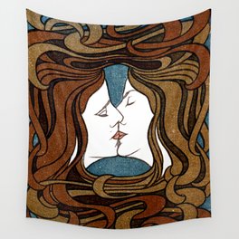 Two Faces Kissing by Peter Behrens from 1898  Wall Tapestry