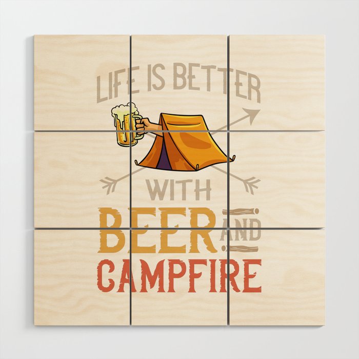 Camping Beer Drinking Beginner Camper Wood Wall Art