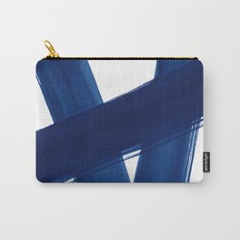 Indigo Abstract Brush Strokes | No. 4 Carry-All Pouch | Indigo, Painting, Curated, Lines, Shapes, Minimalism, Art, Paint, Acrylic, Digital 