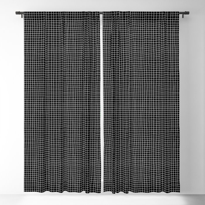 Black Grid Blackout Curtain