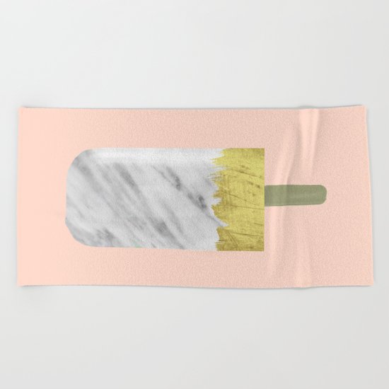 Carrara Italian Marble with Gold Popsicle Beach Towel