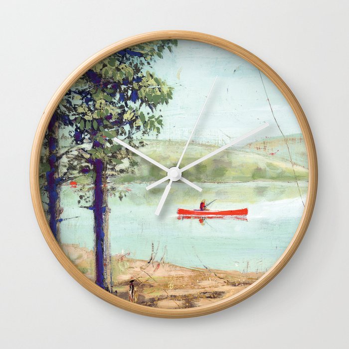 fishing in canoe Wall Clock
