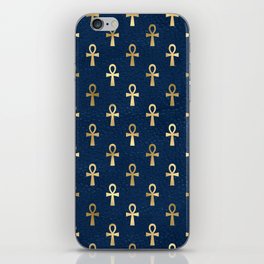 Ankh Symbol Ancient Egypt - Blue and Gold iPhone Skin