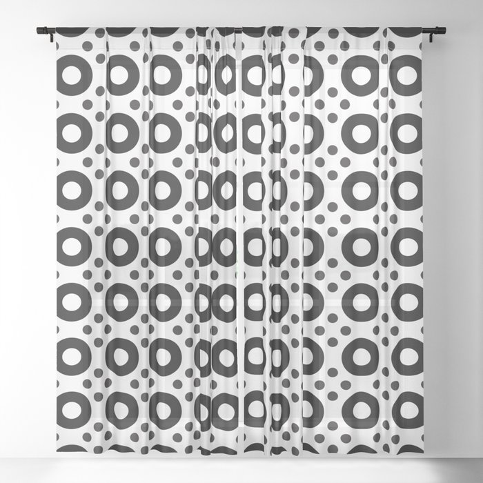 Dots & Circles - Black & White Repeat Modern Pattern Sheer Curtain