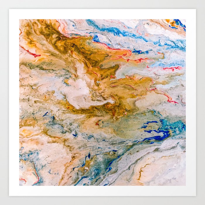 Marble Effect Acrylic Pour Abstract Art Print By Artaddiction45