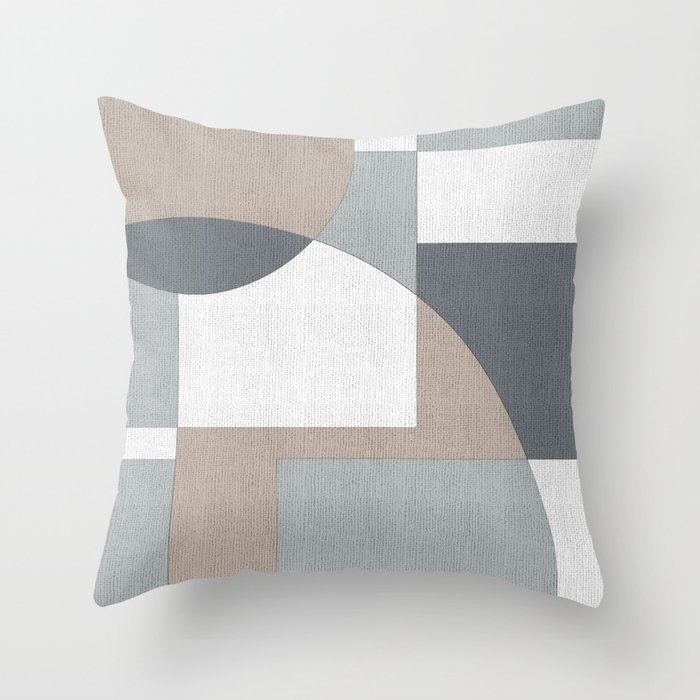 Geometric Intersecting Circles and Rectangles in Neutral Colors Throw Pillow