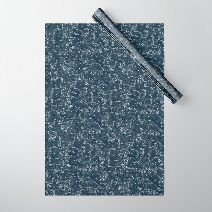dinosaur constellations on midnight blue sky Wrapping Paper