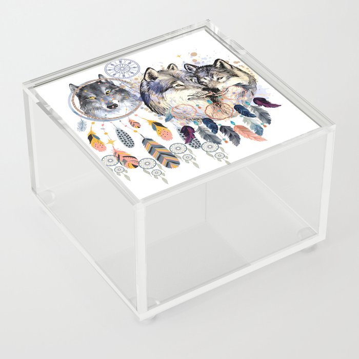 Wolves DreamCatchers Acrylic Box