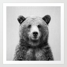 Grizzly Bear - Black & White Art Print