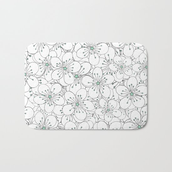 Cherry Blossom Mint Bath Mat