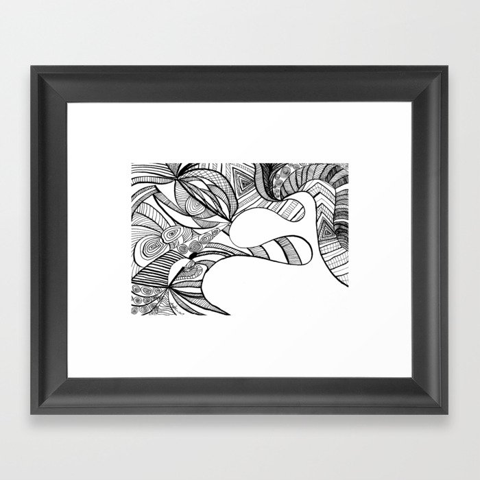 Concentration Framed Art Print | Drawing, Ink-pen, Black-and-white, Geometric-doodles, Abstract, Pattern