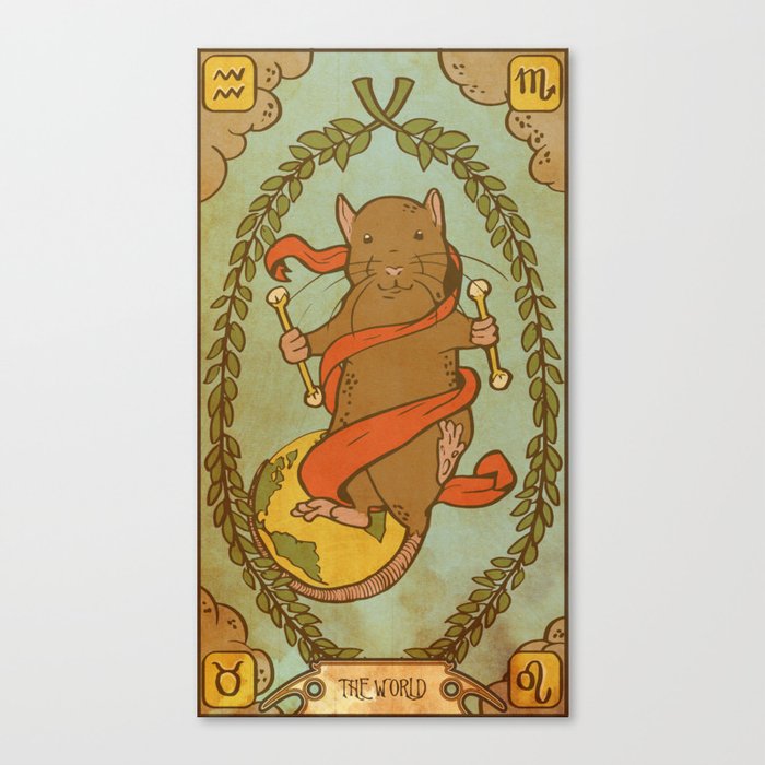 Muroidea Rat Tarot- The World Canvas Print