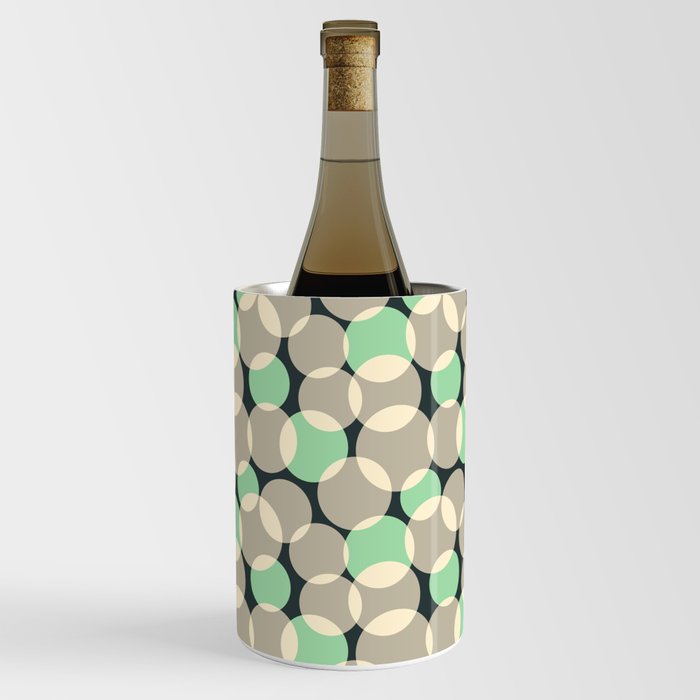SOFT FOCUS RETRO ABSTRACT in GREEN AND GRAY ON BLACK Wine Chiller