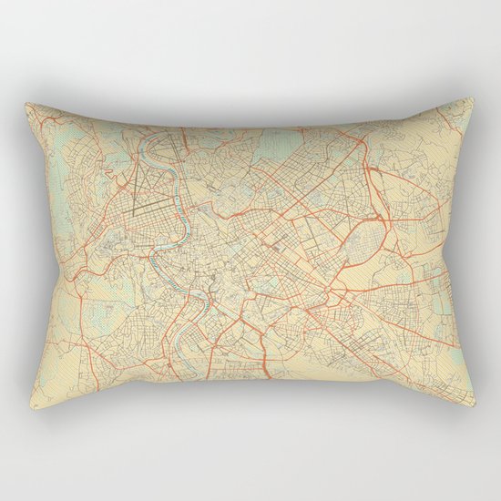 Rome Map Retro Rectangular Pillow