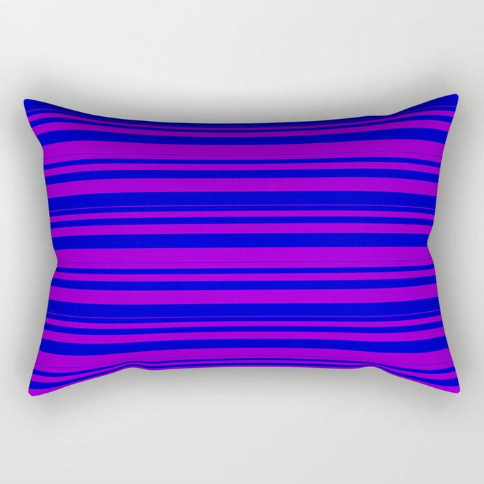Dark Violet and Blue Colored Lines Pattern Rectangular Pillow