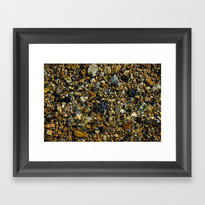 Colorful Pebbles Under the Water | Nature Photography at the River Framed Art Print