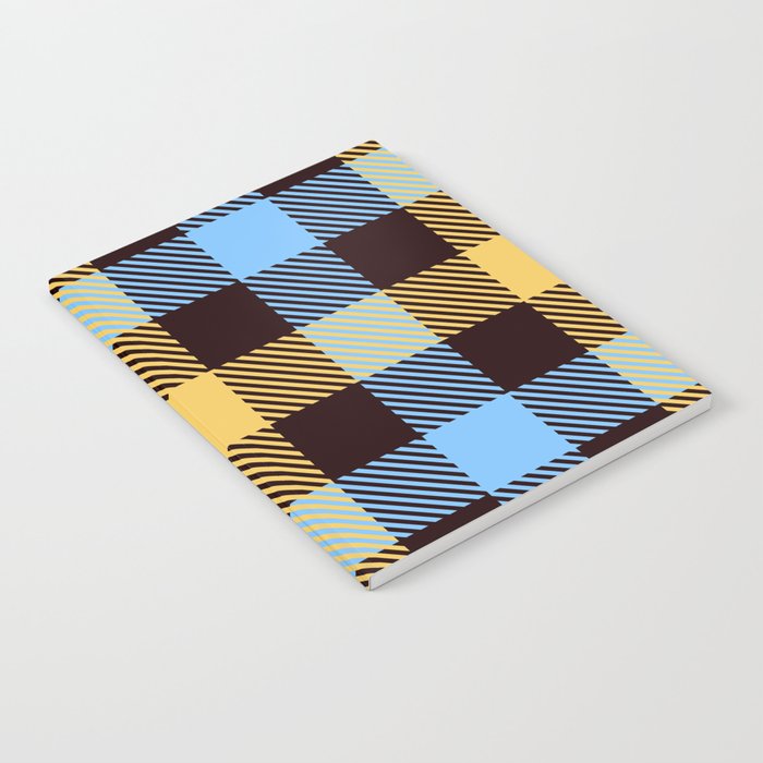 Yellow and Blue Square Patten Notebook