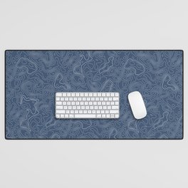 Blue Topographical Map Desk Mat