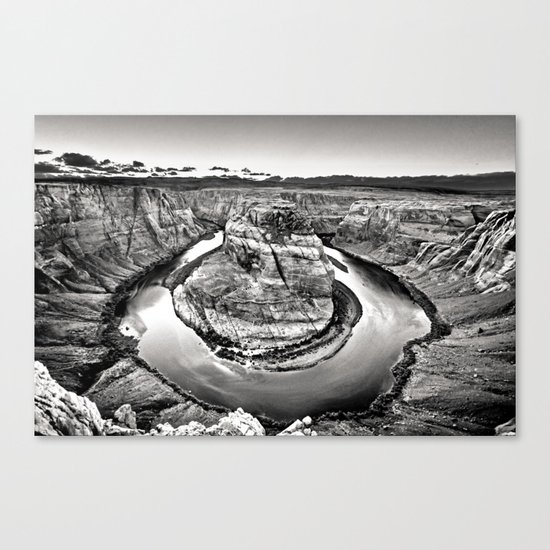 Horseshoe Bend Arizona Black and White Canvas Print