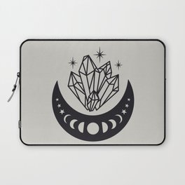 Moon Phases and Crystals Gray Boho Laptop Sleeve