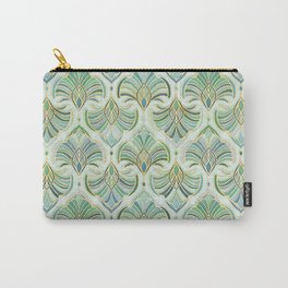 Jade Enamel Art Deco Fans Carry-All Pouch