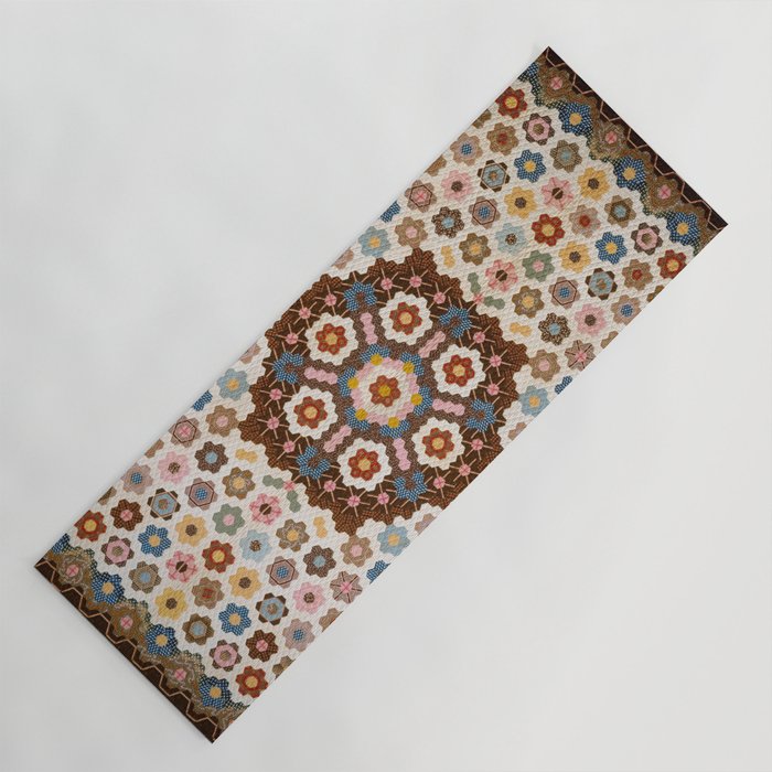 Antique Honeycomb Quilt Textile  Yoga Mat