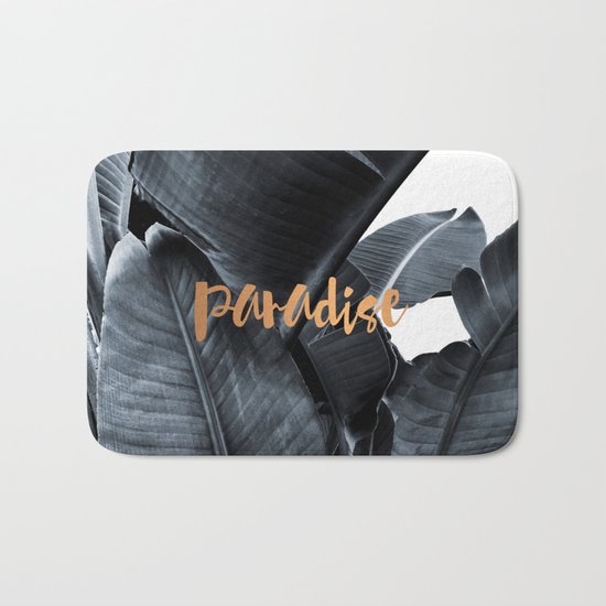 Tropical paradise - charcoal copper Bath Mat