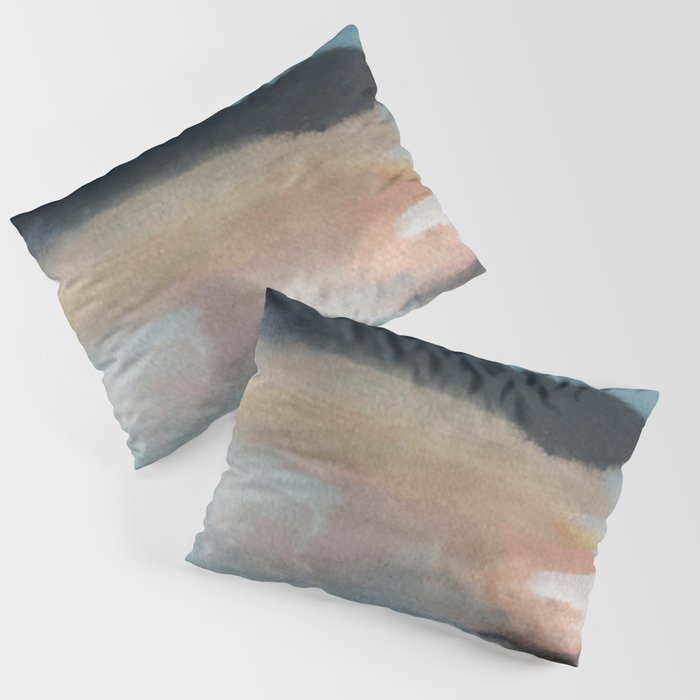 Dawn: a minimal abstract acrylic piece in pink, blues, yellow, and white Pillow Sham
