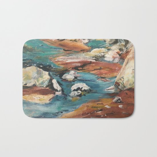 Water And Rock Expressionism Painting Bath Mat