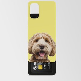 Happy Goldendoodle on Yellow Background Android Card Case