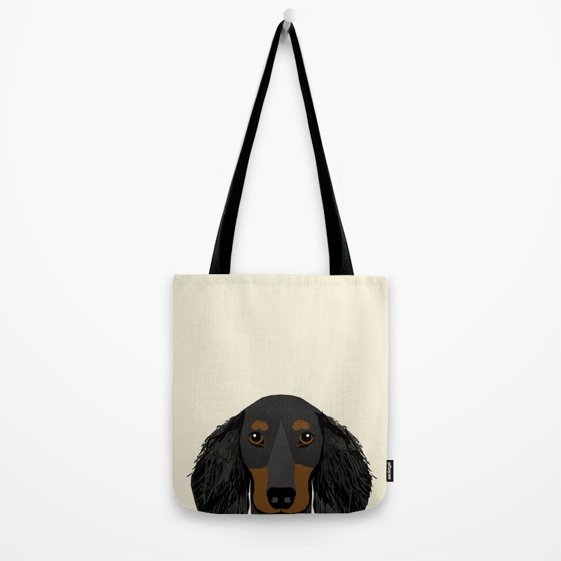 Doxie Portrait Black And Tan Longhaired Dog Design Cute