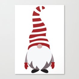 Christmas Gnome Striped Hat Canvas Print